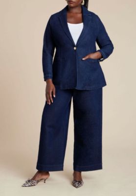 Women's Plus Size Denim Blazer