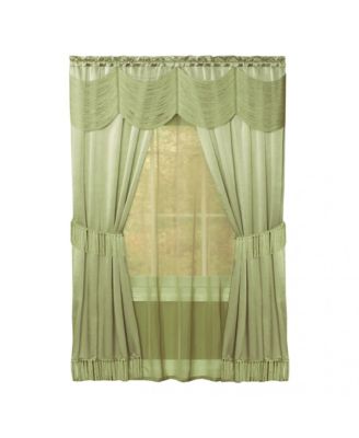 Satin Chic Complete Attached Window Curtain, Tiebacks & Valance Set - in. Long