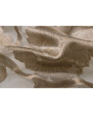Custom Scroll Sheer Voile Waterfall Window Curtain Valances - 57 in. W x 37 in. L