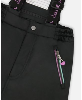 Girl Two-Piece Play Snowsuit Black with Multicolor Print Jacket - Child