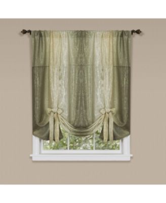 Royal Ombre Crushed Semi Sheer Tie Up Single Window Curtain Shade - 50 in. W x 63 in
