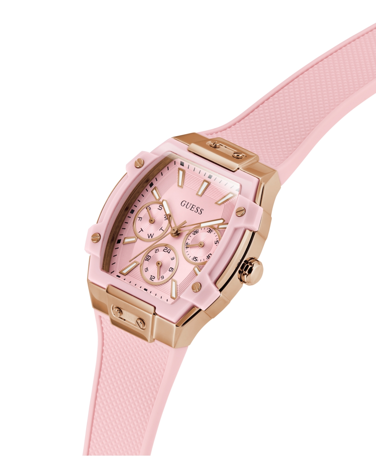 Guess Women's Pink Rose Gold Tone Multi-function Watch, 35mm