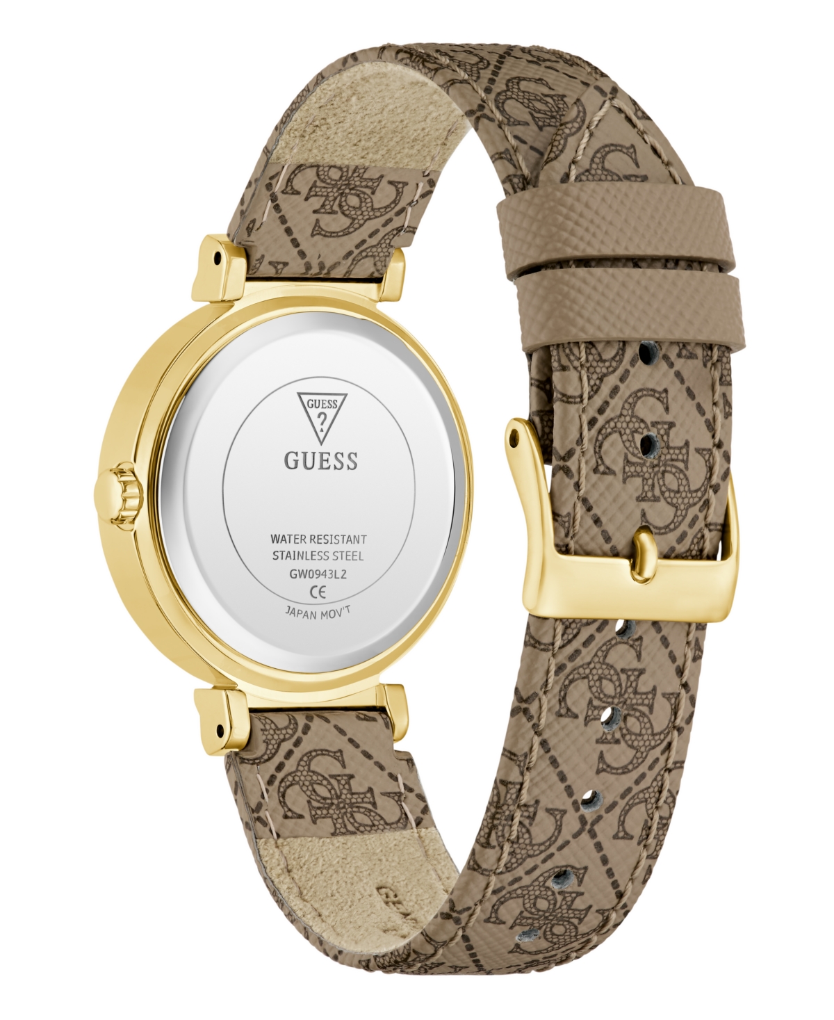 Guess Women's Beige Gold Tone Analog Watch, 32mm In Gold