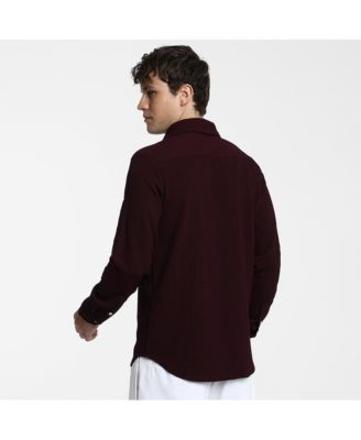 Men's Maroon Red Stripe-Creased Shirt