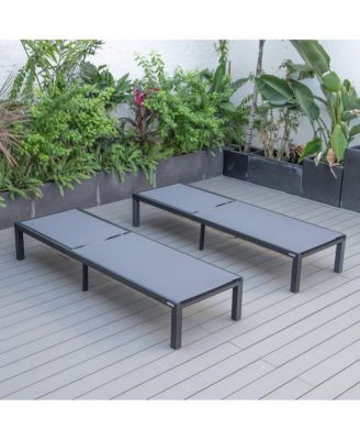 Marlin Patio Chaise Lounge Chair With Black Aluminum Frame, Set of 2