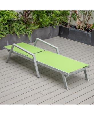 Marlin Patio Chaise Lounge Chair With Armrests in Grey Aluminum Frame