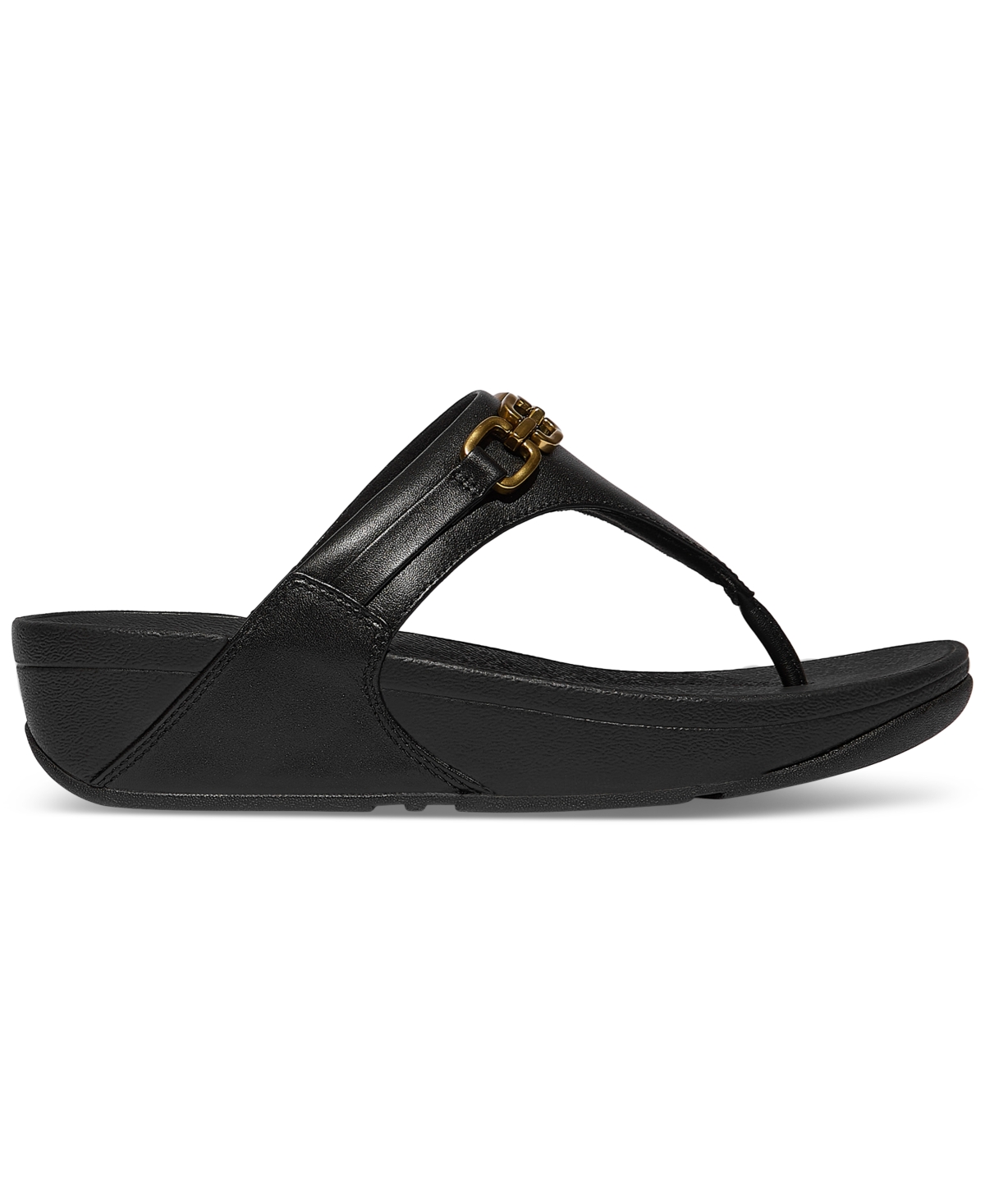 FitFlop Women's Lulu Square-Chain Leather Toe-Post Wedge Sandals