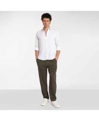 Men's Chalk White Abstract-Textured Shirt