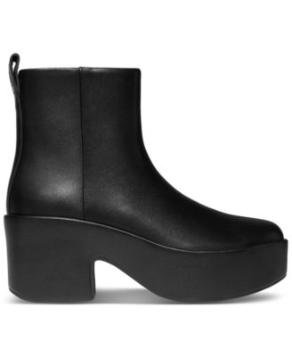 Women's Platform Leather Heeled Ankle Booties