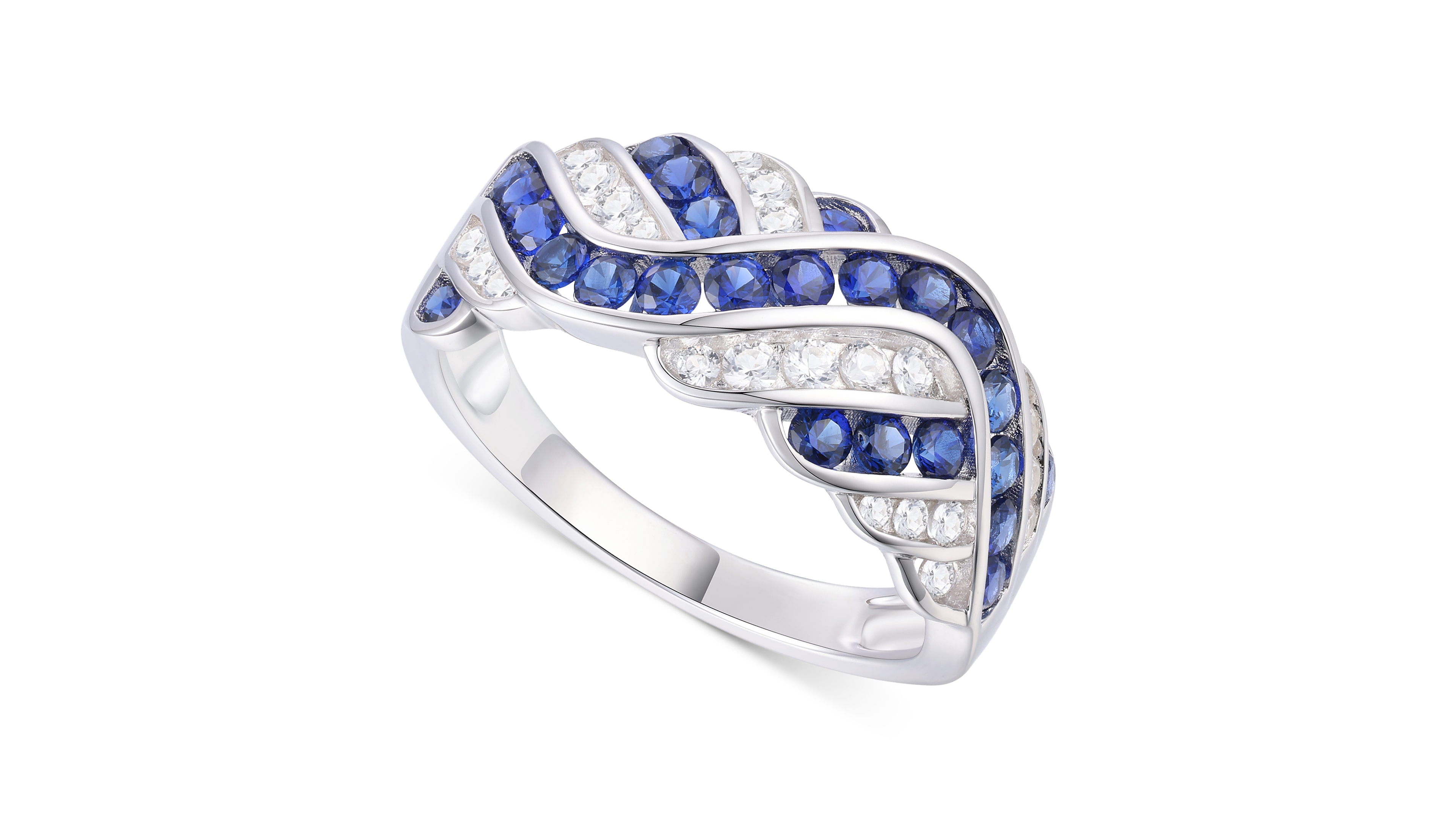 Created Sapphire, Created White Sapphire & Multi-Gemstone Ring in Sterling Silver