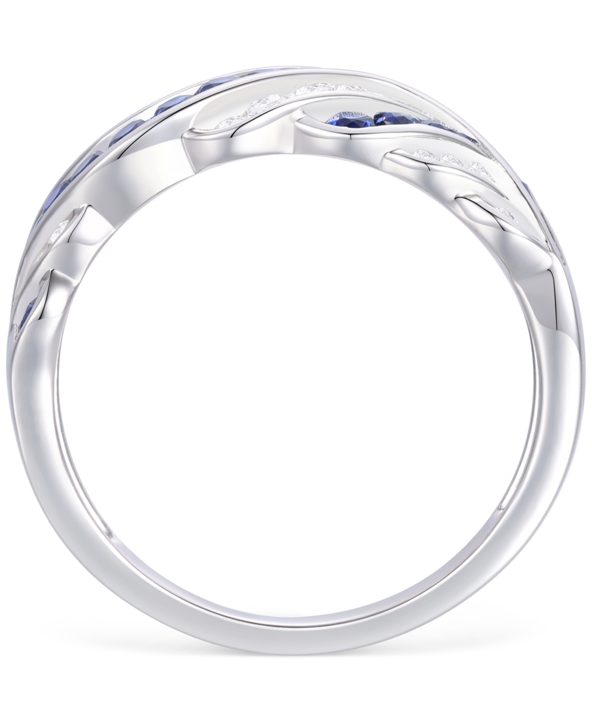 Macy's Created Sapphire, Created White Sapphire & Multi-gemstone Ring In Sterling Silver In Blue