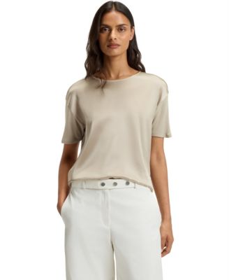 Hugo Boss - BOSS by  Women's Regular-Fit Stretch-Silk Front T-Shirt