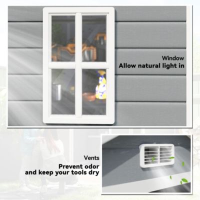 Outdoor Storage Shed 6&#39; x 4.5&#39; w/ Lockable Doors &amp; Window,