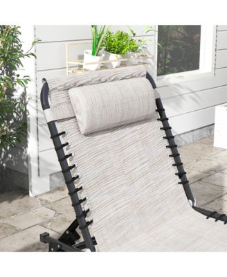 Outdoor Folding Chaise Lounge Chair Portable Lightweight Reclining Garden Sun Lounger with 4-Position Adjustable Backrest for Patio, Deck, and Poolside, Cream White
