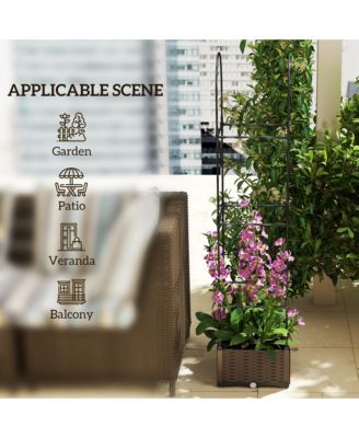 16" x 16" Garden Bed & Trellis Plant Sd w/ Self-Watering Disk