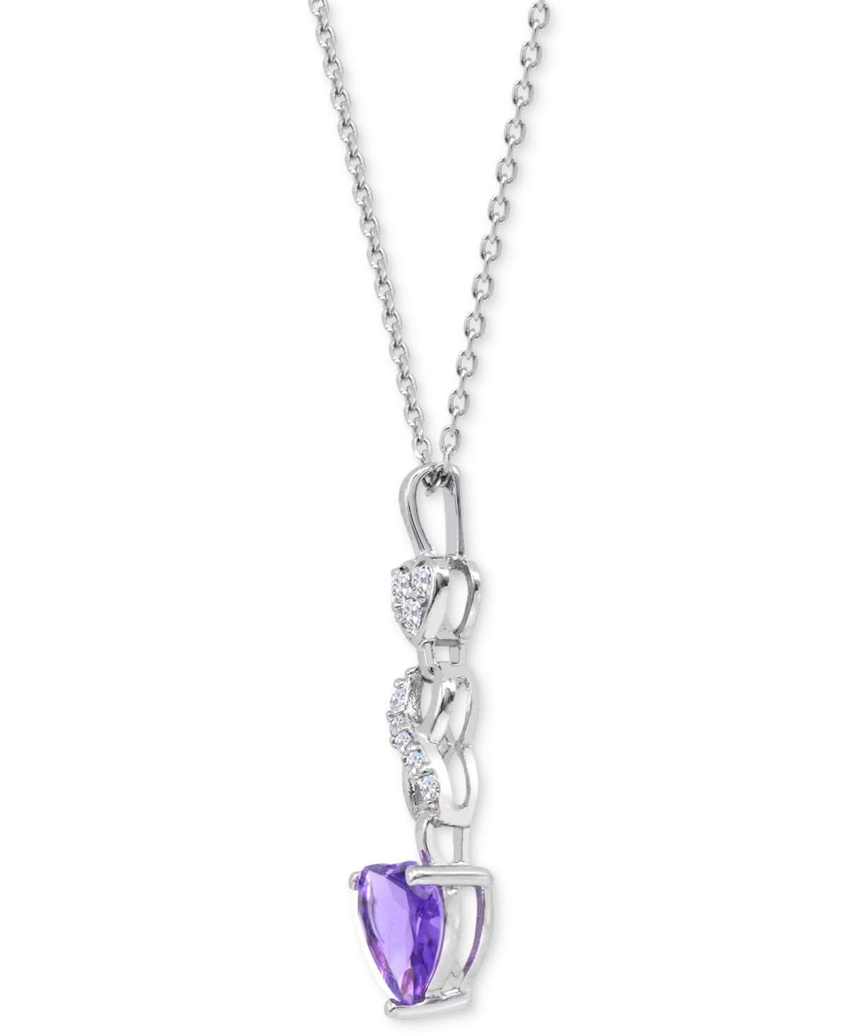 Macy's Lab-created Ruby 1-1/3 Ct. T.w. Lab-created White Sapphire 1/6 Ct. T.w. Heart Infinity Pendant In St In Purple