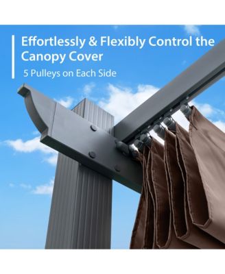 10x12ft Outdoor Aluminum Retractable Pergola Canopy Shelter Grape Trellis