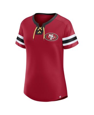 Women's Scarlet San Francisco 49ers Lace-Up Bling T-Shirt