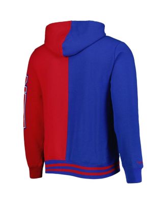 Men's Royal/Red New Jersey Nets Hardwood Classics Split Pullover Hoodie