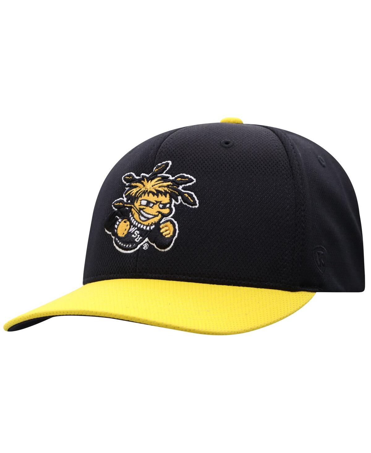 Top Of The World Men's Black/yellow Wichita State Shockers Reflex Two-tone Flex Hat In Black