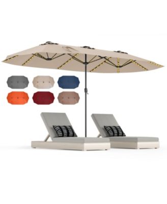 15.5 FT Double-sided Patio Umbrella with Solar Lights Outdoor Twin Size Umbrella