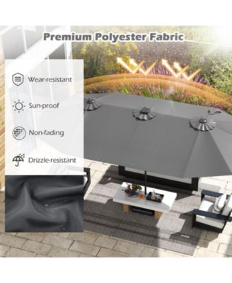 15.5 FT Double-sided Patio Umbrella with Solar Lights Outdoor Twin Size Umbrella