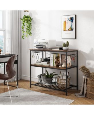 Kitchen Island 3-Tier Prep Table with Wine Glass Holders Large Worktop