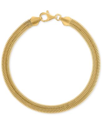 Men's Diamond-Cut Wide Snake Chain Bracelet in 14k Gold Over Sterling Silver