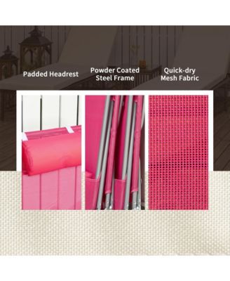 2-Piece Folding Chaise Lounge, Reclining Pool Chairs,