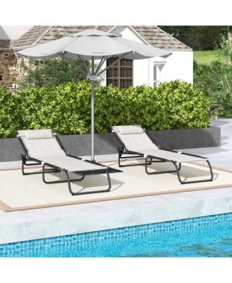 2 Chaise Lounge Pool Chairs, Folding, Reclining