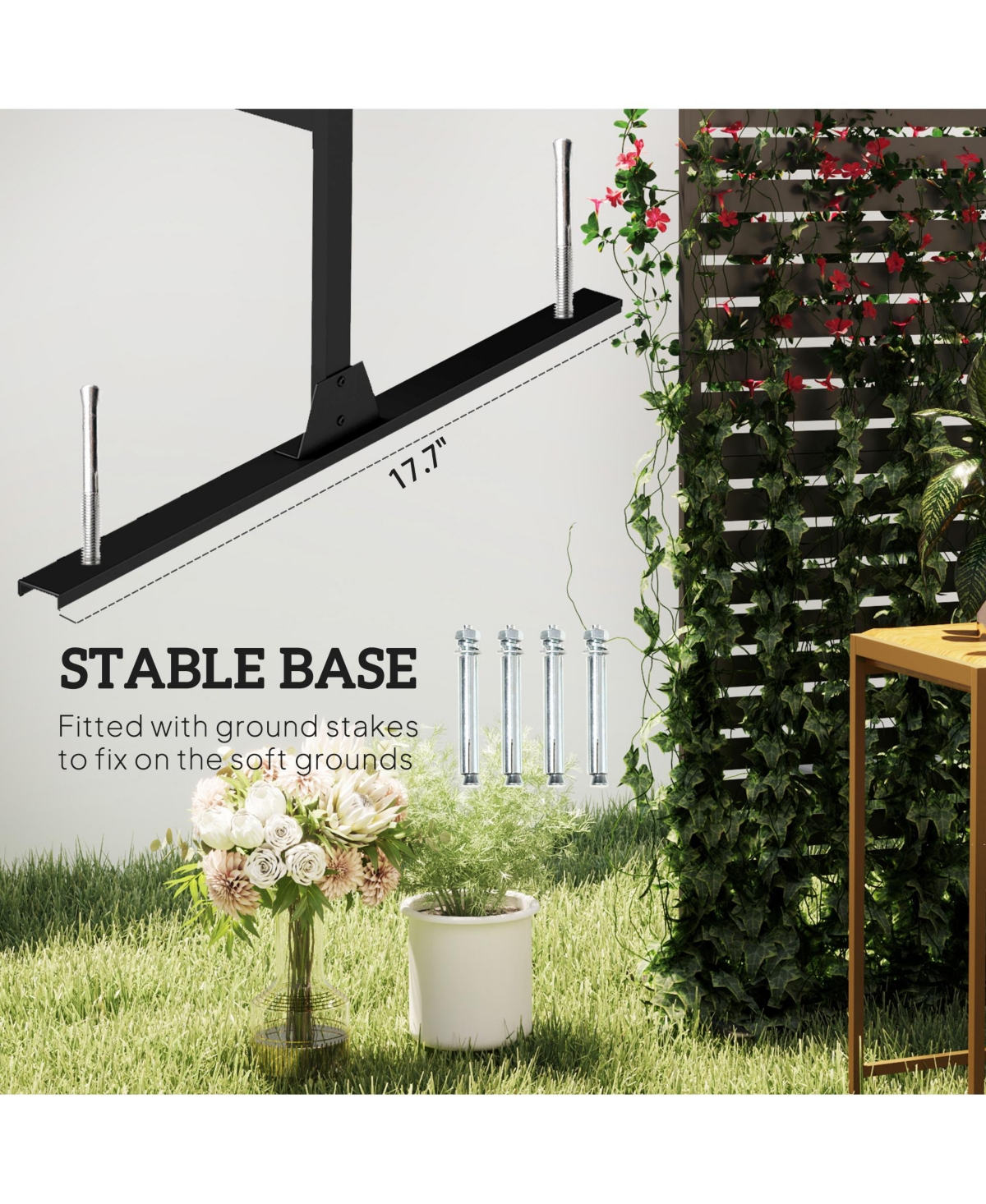 Outsunny Metal Outdoor Privacy Screen with Sd Divider,