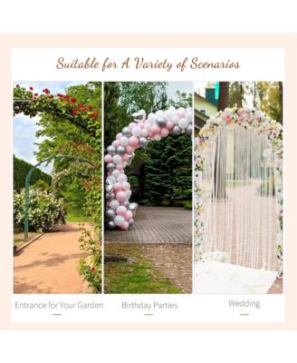 7' Wood Steel Outdoor Garden Arched Trellis Arbor w/ Fir Wood,