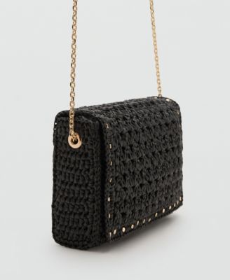 Women's Studs Natural Fiber Shoulder Bag