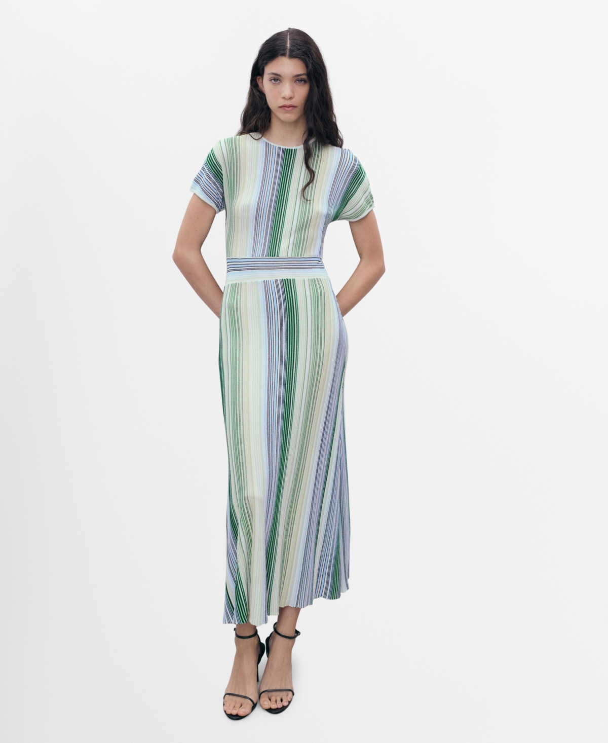 Mango Stripe Maxi Sweater Dress In Multi