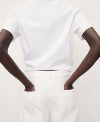 Women's Turned-Up Hem Wide Leg Cropped Jeans