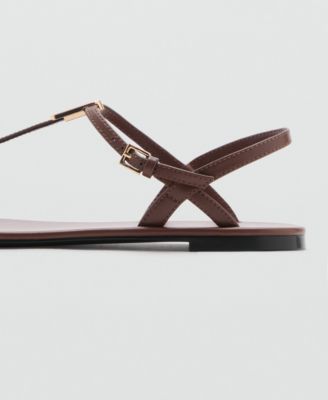 Women's Metallic Detail Leather Sandals