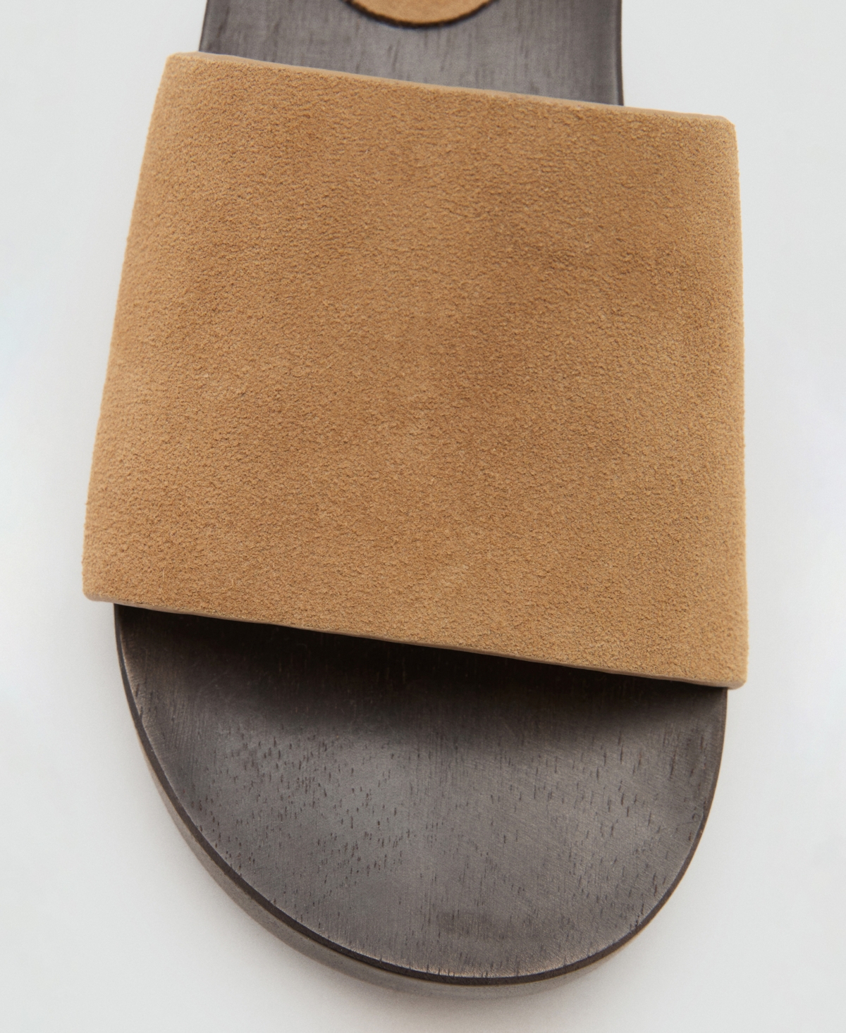 Mango Suede Sandal With Wooden Sole Sand In Brown