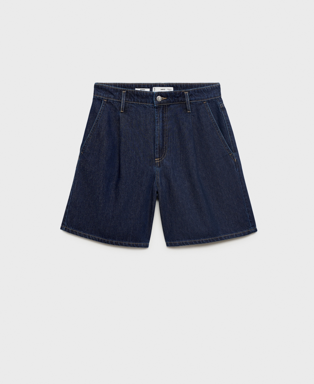 Women's Mid-Rise Pleated Denim Bermuda Shorts - Open Blue