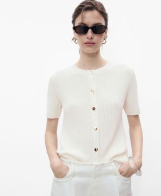 MANGO - Women's Short-Sleeved Knitted Cardigan