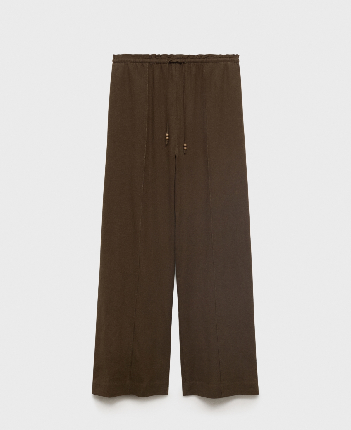 Women's Linen-Blend Elastic Waist Pants - Black