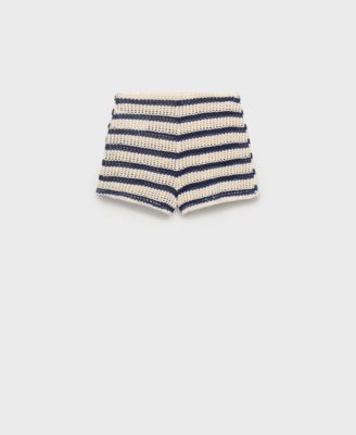 Women's Striped Crochet Shorts