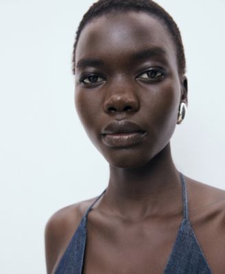 Women's V-Neck Tie Denim Top