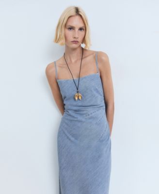 Women's Draped Denim-Style Dress