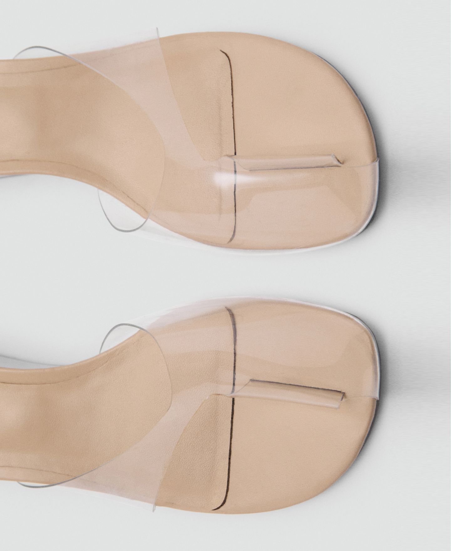 Женские сандалии MANGO Transparent Vinyl Wedge, цвет: Телесный — фото 4
