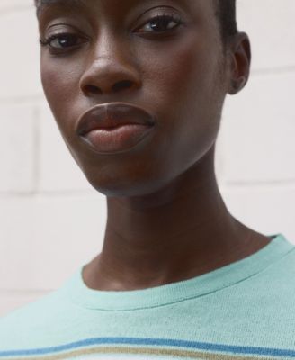 Women's Combined Stripes Short-Sleeved Sweater