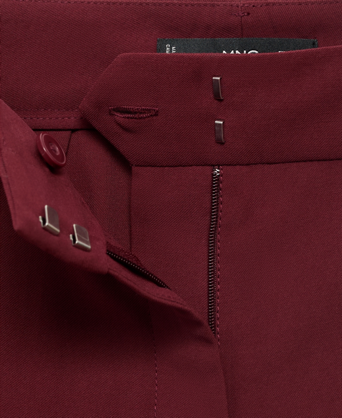 Mango Straight Mid-rise Trousers Maroon In Burgundy