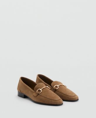 MANGO - Women's Buckle Suede Moccasins