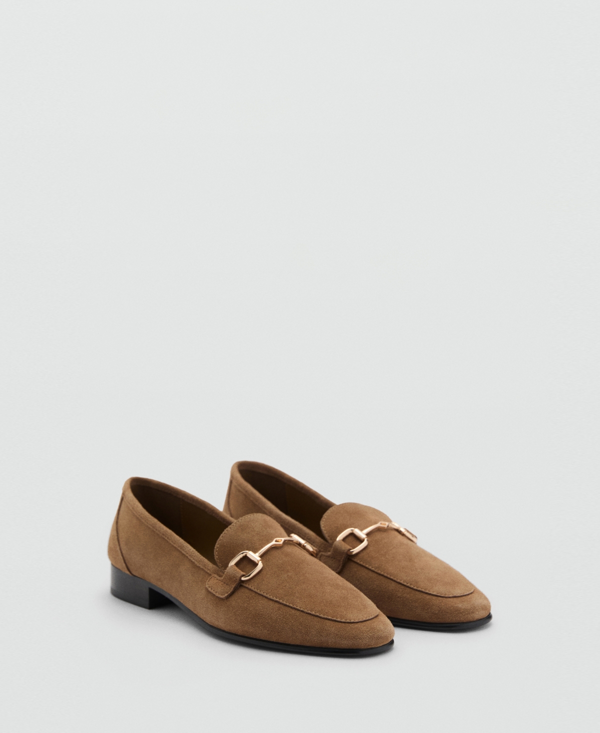 Mango Women's Buckle Suede Moccasins In Brown