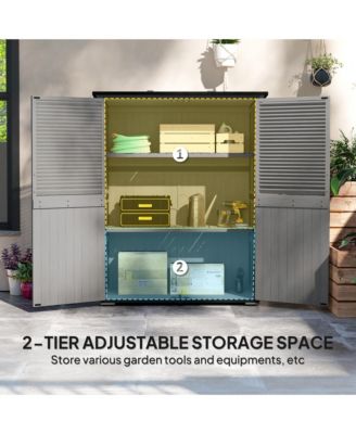 Outdoor Storage Cabinet, Wood Garden Shed with 2 Shelves,