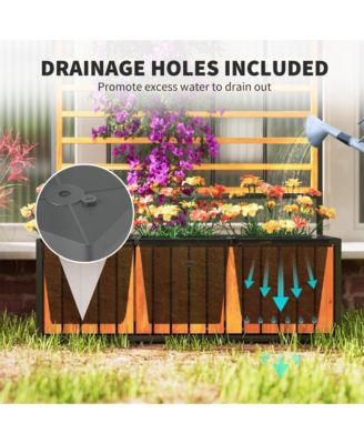 Raised Garden Bed, Planter Box with Trellis, Removable Pots,